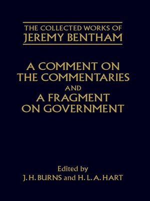 cover image of A Comment on the Commentaries and a Fragment on Government